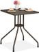 Merkloos Tuintafel Vierkant - 75 x 61 x 61 cm - Balkon - Tafelblad met Houtlook - Stalen Onderstel - Bruin