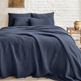 Essix - Songe - Effen katoenen kussenhoes 40x60 cm - Blauw
