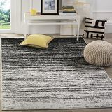SAFAVIEH Adirondack Modern Ombre-tapijt voor woonkamer, eetkamer, slaapkamer - Adirondack Collectie, laagpolig, in zilver en zwart, 122 x 183 cm
