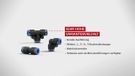 Riegler T-steeksluiting. »Blauwe serie«, L-vorm, draaibaar, G 3/8 a., voor buitenslang Ø 6 mm, werkdr. Maximale 15 bar, kunststof/MS vern.