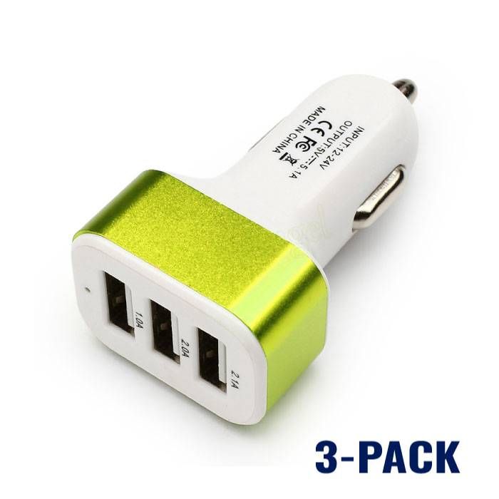 Stuff Certified 3-Pack High Speed 3-Port Autolader/Carcharger Groen - 0766129158731