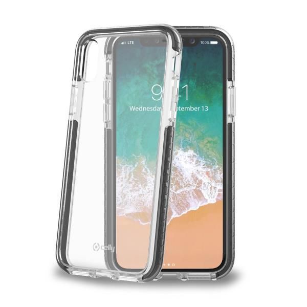 Celly HEXAGON900BK - Back Cover - Apple iPhone X - Zwart, Transparant
