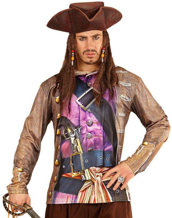Widmann Piraat & Viking Kostuum T-Shirt Lange Mouwen Piraat Sint Maarten Man Medium / Large Carnaval kostuum Verkleedkleding