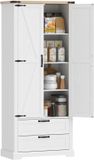 Homcom Keukenvoorraadkast - Spaanplaat - 76 x 40 x 180 cm - Wit
