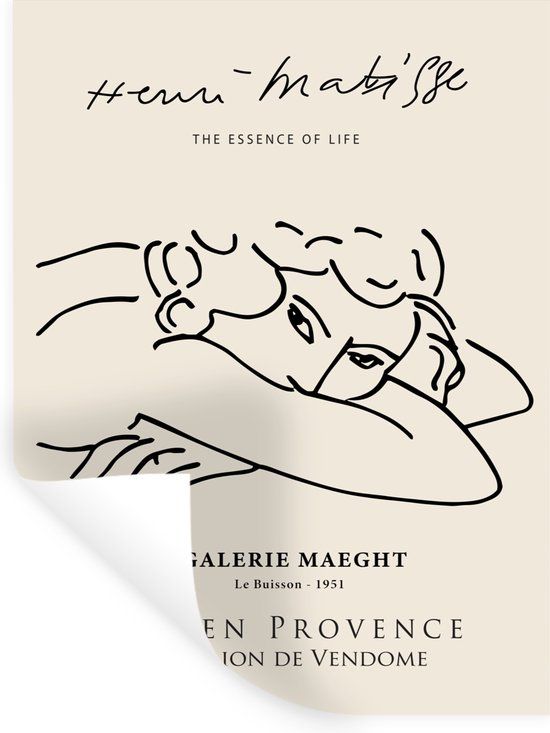 StickerSnake Matisse Wall Sticker - Woman Portrait - Line Art - 30x40 cm - Multicolor