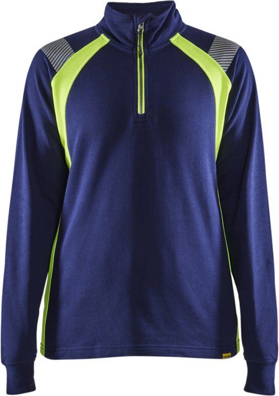 Blåkläder Dames sweatshirt halve rits Visible 3403-1158 - Marine/High Vis Geel - S