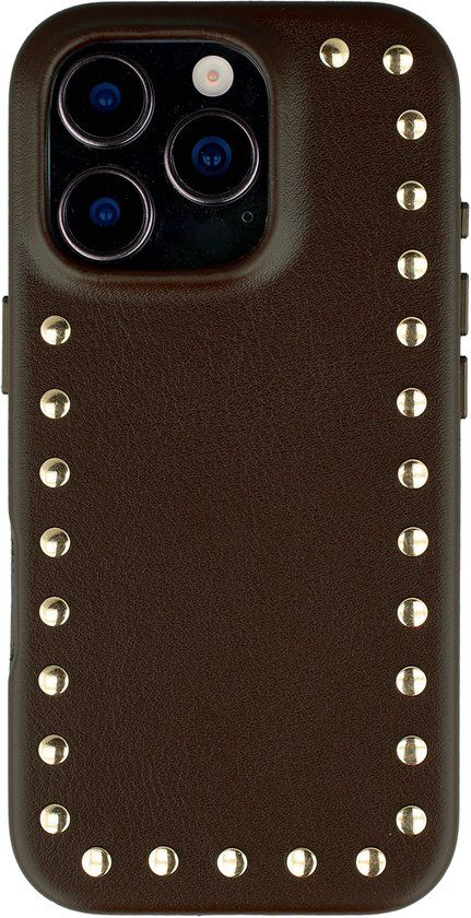 Selencia Studs Backcover met MagSafe voor de Apple iPhone 16 Pro - Cacao Crush