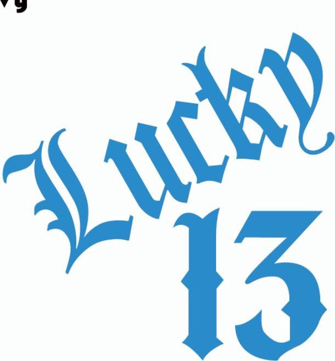 Muurstickers.net Blauwe Lucky 13 autosticker - stikker met ongeluksgetal - maak 13 uw geluksgetal - Lucky13 - 14,8 x 15 cm - aut135