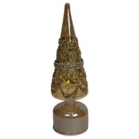 Mansion Atmosphere kerstboom led draaiend wit/goud 9x32cm