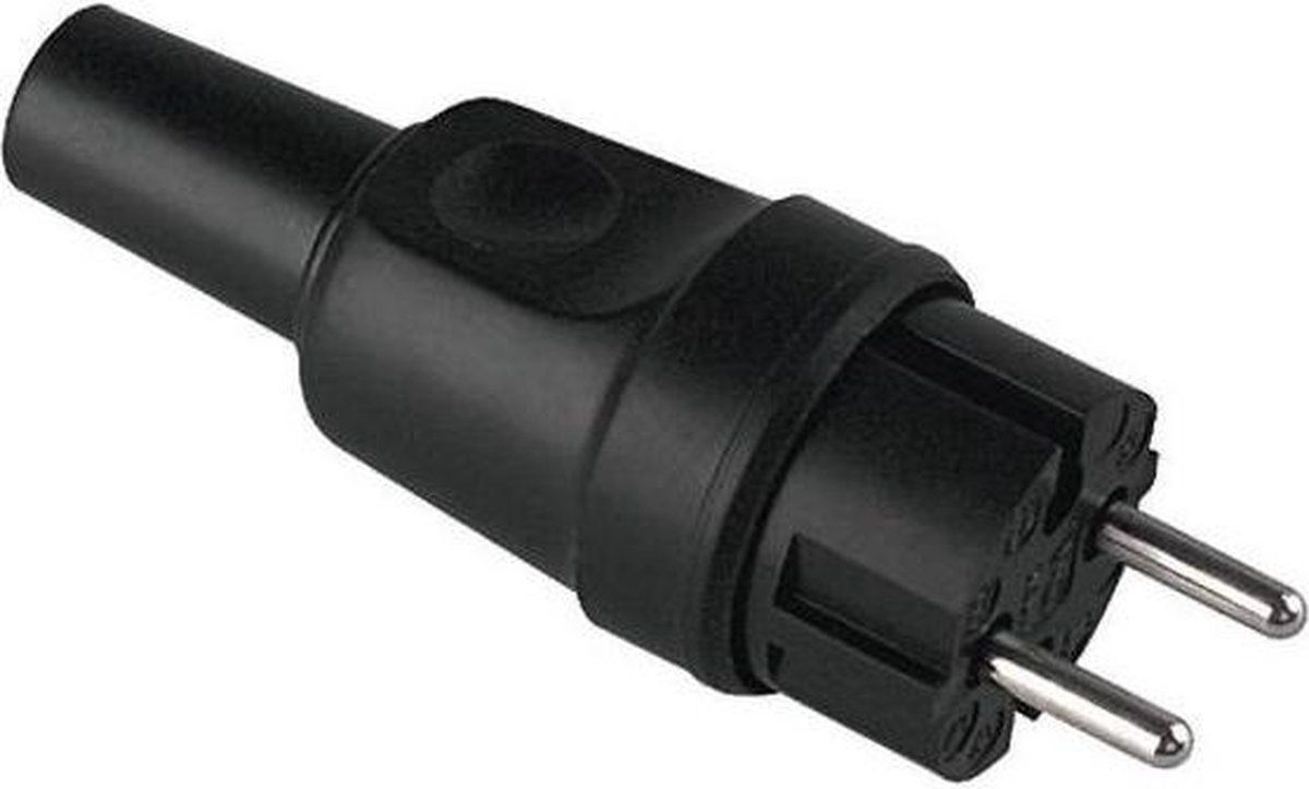Bachmann CEE 7/17 rubberen IP44 stroomstekker - zwart