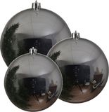 Kaemingk B.V. 3x Grandes boules de Noël argentées de 14/20/25 cm brillant en plastique