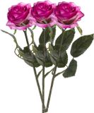 Emerald Kunstbloemen roos - 3x - rozen - Simone - fuchsia - 45 cm