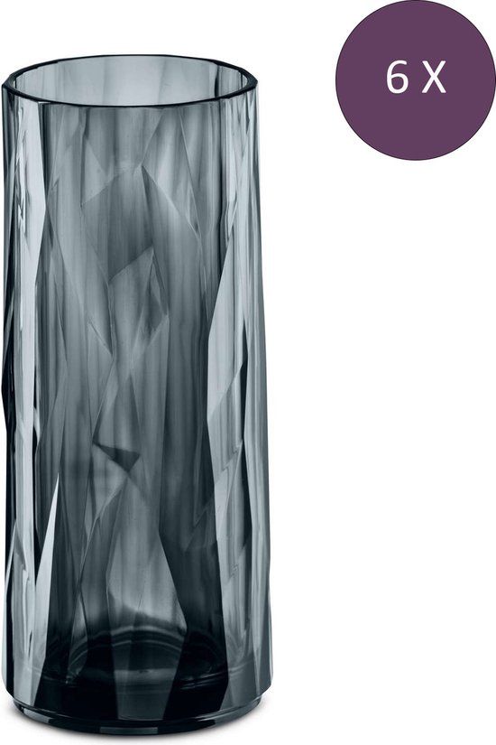 Koziol Superglas Club No. 03 Bierglas 250 ml Set van 6 Stuks - Kunststof - Grijs