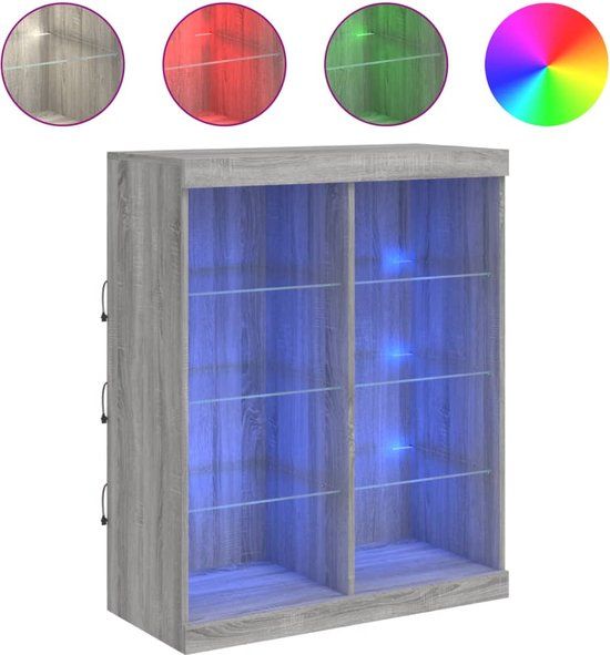 vidaXL Dressoir met LED-verlichting 81x37x100 cm grijs sonoma eiken