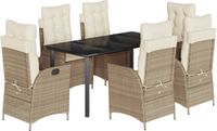 vidaXL 7-delige Tuinset met Kussens Poly Rattan Beige