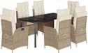 vidaXL 7-delige Tuinset met Kussens Poly Rattan Beige