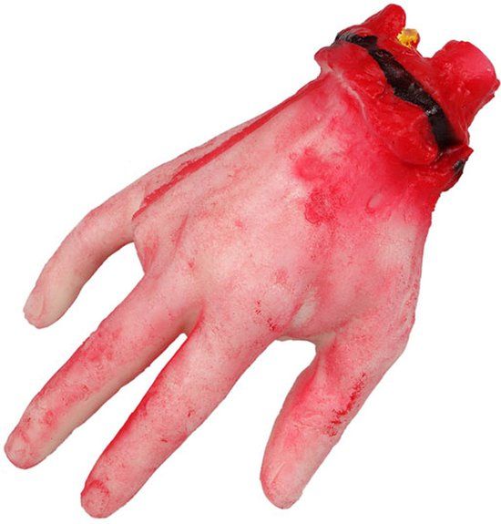 Atosa Halloween/horror nep afgehakte lichaamsdelen - bebloede hand - 22 x 12 cm - decoraties