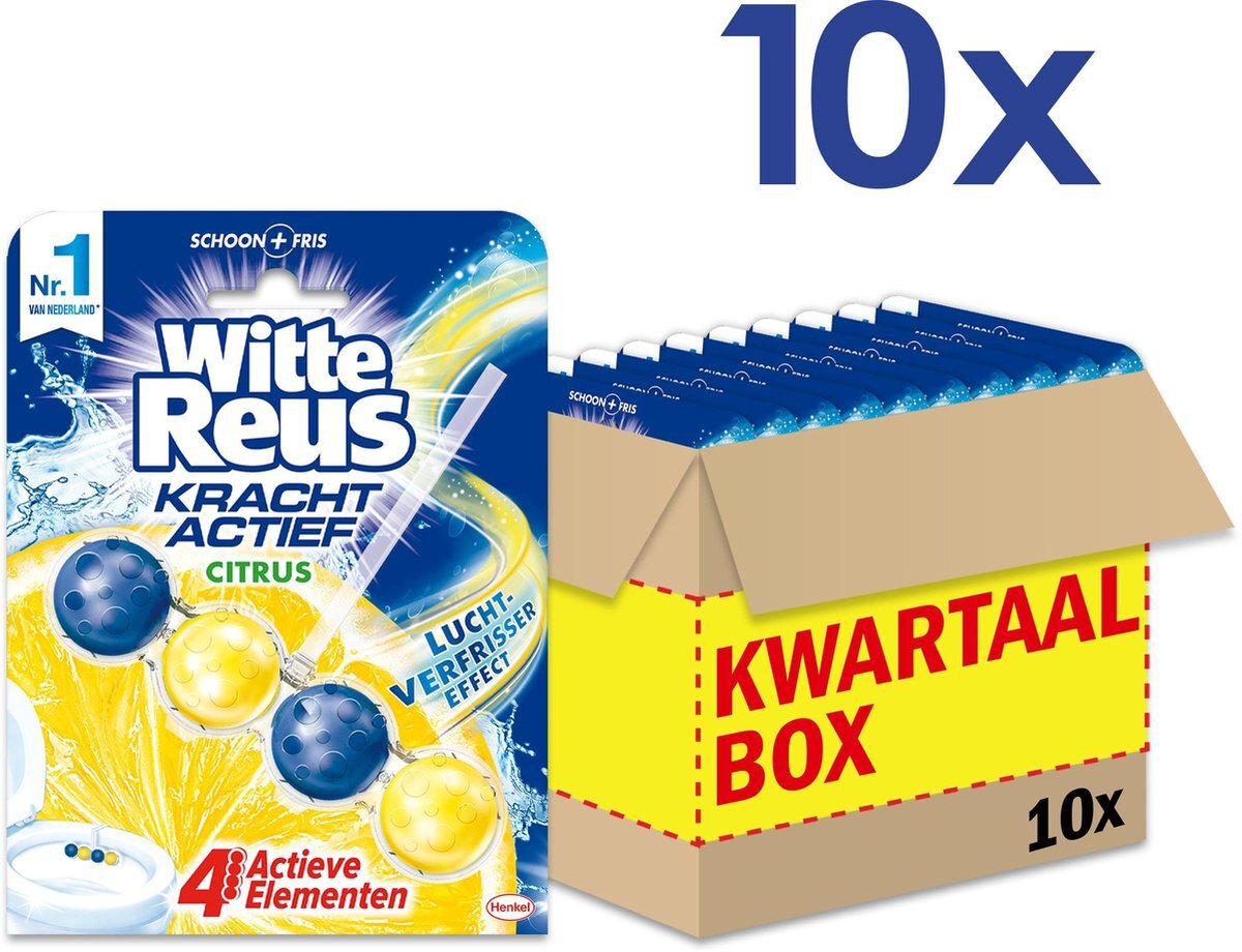Witte-Reus Kracht Actief Citrus Toiletblok - WC Blokjes Voordeelverpakking - 10 Stuks
