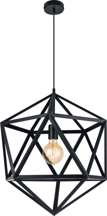 EGLO Embleton Hanglamp - Ø 46 cm - Zwart - E27 - Met dimfunctie