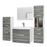 B BELINI GROUP BELINI Badkamermeubel Set PRI M5 - Badmeubelset 120 cm Glamour Hout Mat met Wastafel en Spiegel - Wandmontage