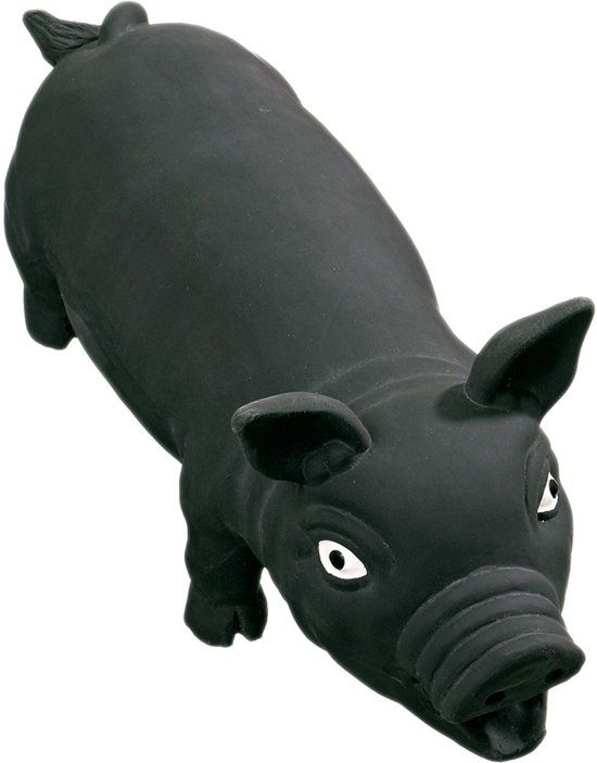 FLAMINGO Latex Varken - Hondenspeelgoed - 11.1 cm - ZWart