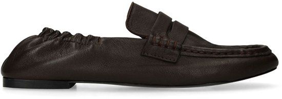 Sacha - Dames - Bruine leren loafers met rimpel design - Maat 37