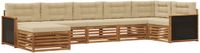 vidaXL - Hoek loungeset - 7 zitplekken - Natuurlijk en beige - Acacia hout