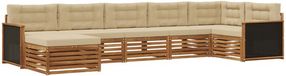 vidaXL - Salon d'angle - 7 places assises - Naturel et beige - Acacia bois