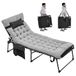 Yaheetech Inklapbare zonneligstoel met extra dikke matras & kussen & zijzak, 5-voudig verstelbare rugleuning, stabiele ligstoel, strandstoel tot 136 kg, 189,5 x 67 x 35 cm, zwart
