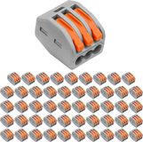 BES LED Lasklem - Verbindingsklem - 50 Stuks - 3 Polig met Klemmetjes - Grijs/Oranje