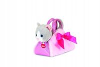 Pink Trudi - Fashion Bags Knuffel Katje in Tas 20 cm - Pluche Knuffel - Wit/Blauw