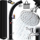 KESSER® Buitendouche zonneenergie - Tuindouche Solar 35 Liter Warm Water max. 60°C Camping Douche Geïntegreerde metalen douchebak inclusief Beschermhoes - Zwart