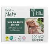 Naty Baby Luiers - Plantaardige milieuvriendelijke luiers, zeer geschikt voor de gevoelige babyhuid en helpt doorlekken voorkomen (Maat 1, 100 Stuks)