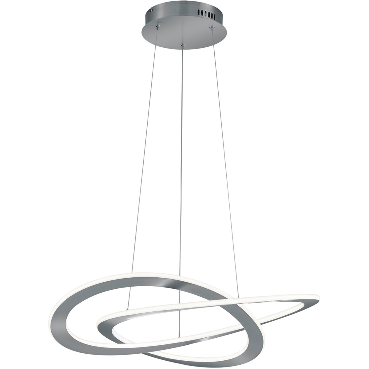 BES LED LED Hanglamp - Hangverlichting - Trion Oaky - 52W - Warm Wit 3000K - Dimbaar - Rond - Mat Nikkel - Aluminium