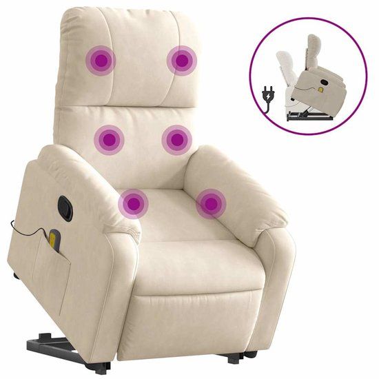 VidaXL Elektrische Massagestoel Beige Microvezel