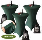 Aventara Statafelrok Donker Groen x 3 – ∅80-85 x 110 cm – Luxe Statafelhoes – Extra Dikke Stretch Stof – Inclusief Opbergtas – Ideaal voor Bruiloften, Feesten en Cocktailparty’s