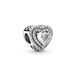 Pandora Timeless Sparkling Levelled Heart bedeltje van sterlingzilver met heldere zirkoniasteentjes
