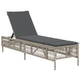 VidaXL Ligbed met kussen poly rattan lichtgrijs