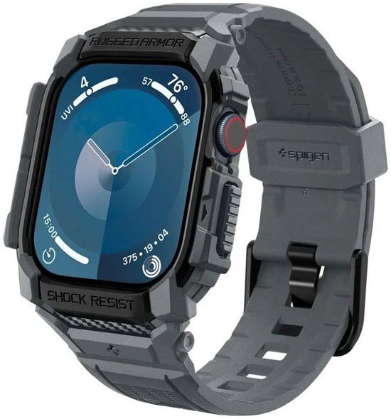 Spigen Rugged Armor Pro Hoesje en Bandje Geschikt voor Apple Watch 11/10 46MM Grijs