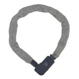 Prophete Kettingslot met vingerafdruksensor en 3-cijfercombinatie, veilige diefstalbeveiliging, textielmantel met snijbescherming, inclusief framehouder, lengte 90 cm, kleur: grijs