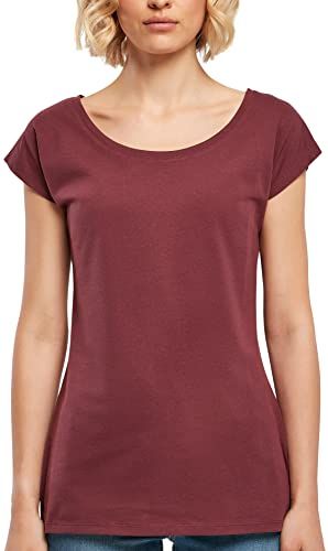 Build Your Brand Women's T-shirt - Wide Neck - Red (Cherry) - XL