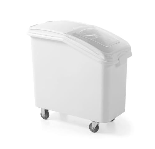 HENDI Voedselcontainer, Amerbox, op rubberen wielen, voor het opslaan en transporteren van droog voedsel, met schep, voedseltrolley, mobiele ingrediëntenbak, 82L, 355x720x(H)600mm, polypropyleen
