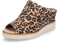Tamaris - Dames - Muiltjes - Beige - Leer - Blokhak - Maat 39