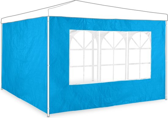 Relaxdays Partytent zijwand - set van 2 - met raam - 2 x 3 m - zeil partytent - lichtblauw