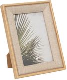 Atmosphera Fotolijstje Java - voor 10 x 15 cm foto - beige - mdf/glas - ornament frame linnen - 14.5 x 19.5 cm - staand/hangend