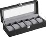 SONGMICS Horlogedoos voor 6 horloges, zwart/grijs