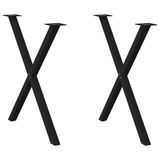 vidaXL Eettafelpoten X-vorm Zwart Staal 2 stuks 70 cm