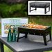 Bol Barbecue à charbon portable - Surface de cuisson (Lxl) 43 x 27 cm - Pliable - Noir