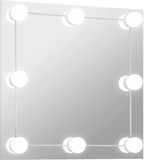 vidaXL Wandspiegel met LED-lampen vierkant glas