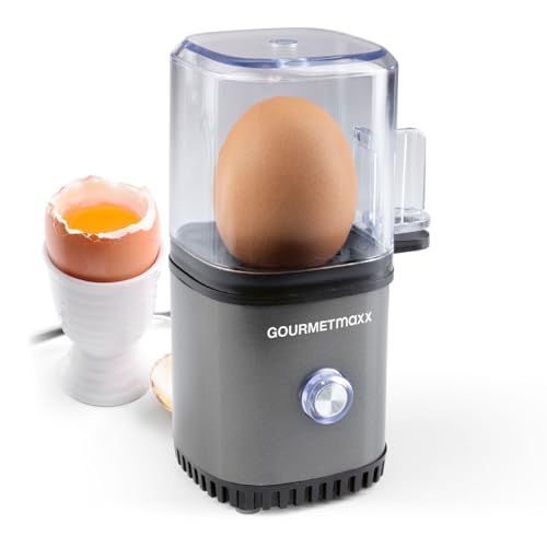 GOURMETmaxx Eierkoker voor 1 ei, eierboiler met eierprikker in maatbeker, 3 hardheidsgraden voor je eierdopje, design eierkoker klein, vaatwasmachinebestendige onderdelen